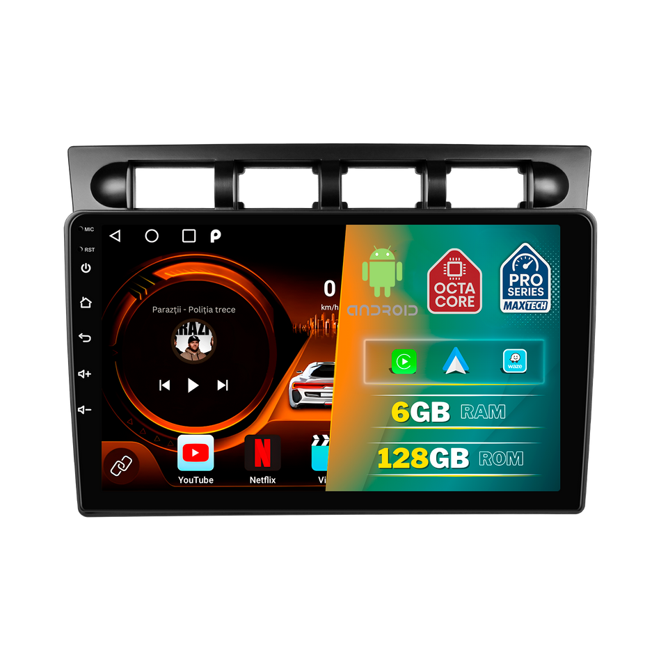 Navigatie Kia Picanto I (2007-2011) facelift dedicata, MaxTech® PRO SERIES, 6 GB Ram 128 GB Rom, Carplay si Android auto, Ecran 9” HD Touch, GPS, Wifi, Bluetooth, Radio, USB, EQ, DSP, Waze