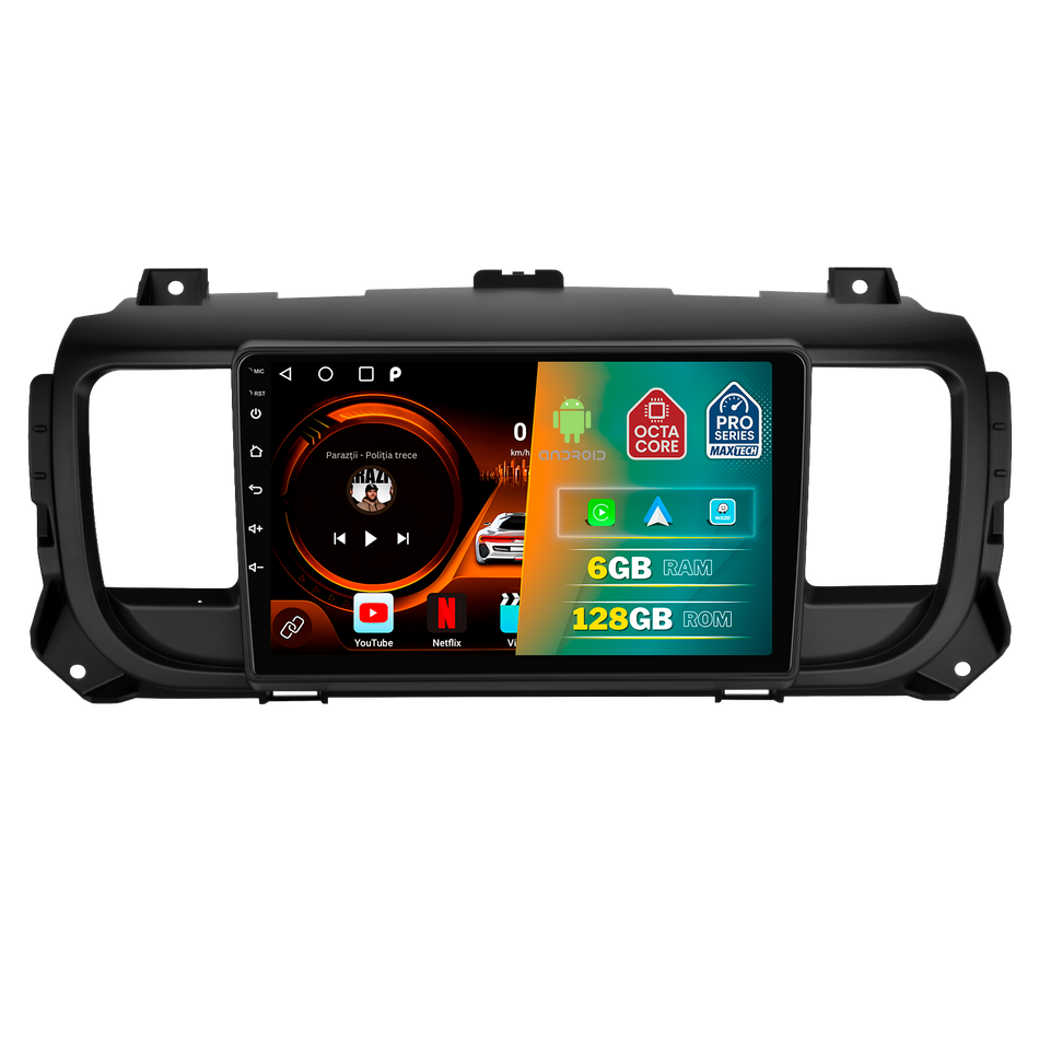Navigatie Citroen Jumpy III / Peugeot Expert III / Toyota Proace II (2016–2021) dedicata, MaxTech® PRO SERIES, 6 GB Ram 128 GB Rom, Carplay si Android auto, Ecran 9” HD Touch, GPS, Wifi, Bluetooth, Radio, USB, EQ, DSP, Waze