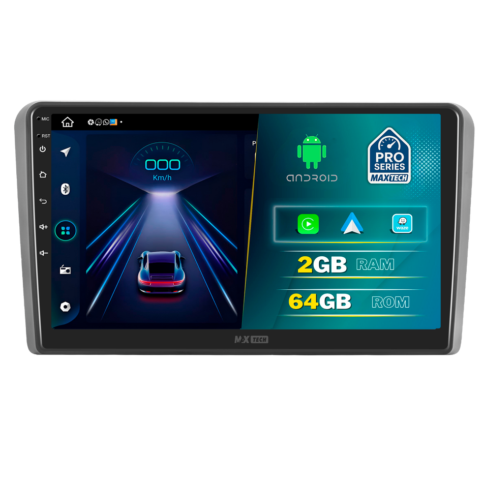 Navigatie Audi A3 Facelift 2008-2012  dedicata, MaxTech® PRO SERIES, 2 GB Ram 64 GB Rom, Carplay si Android auto, Ecran 9” HD Touch, GPS, Wifi, Bluetooth, Radio, USB, EQ, DSP, Waze