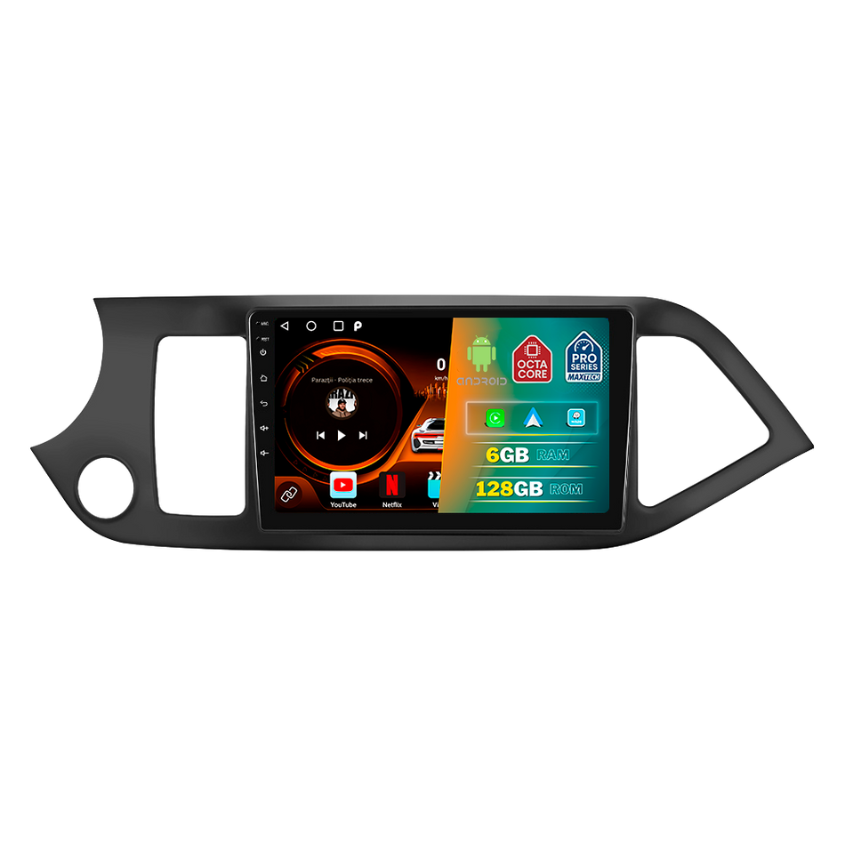 Navigatie Kia Picanto (2012-2016) dedicata, MaxTech® PRO SERIES, 6 GB Ram 128 GB Rom, Carplay si Android auto, Ecran 9” HD Touch, GPS, Wifi, Bluetooth, Radio, USB, EQ, DSP, Waze