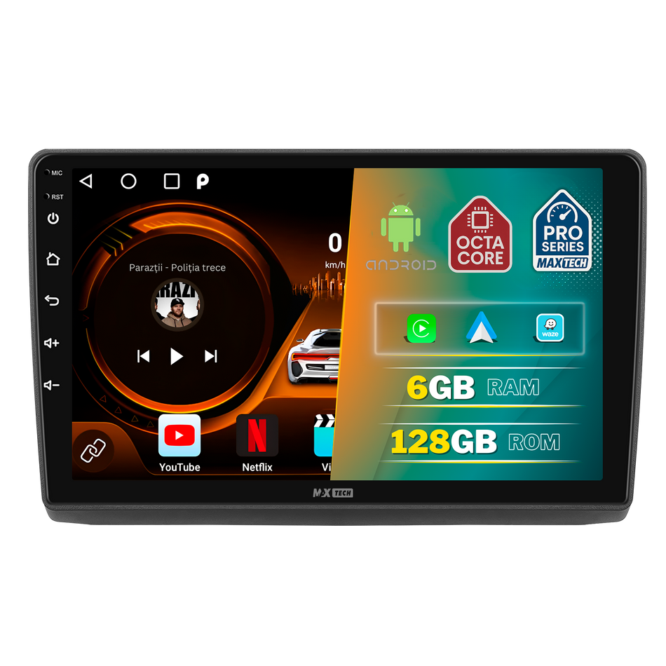 Navigatie Renault Trafic II / Opel Vivaro A / Nissan Primastar (2001–2014) dedicata, MaxTech® PRO SERIES, 6 GB Ram 128 GB Rom, Carplay si Android auto, Ecran 10” HD Touch, GPS, Wifi, Bluetooth, Radio, USB, EQ, DSP, Waze