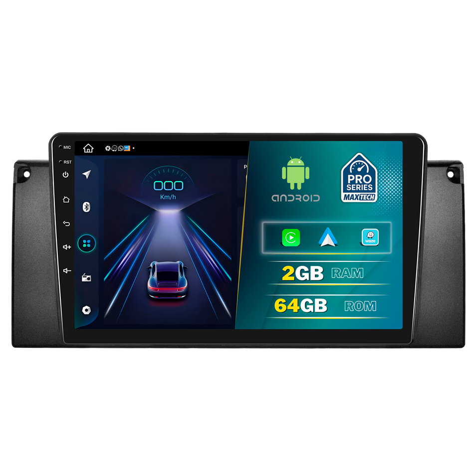 Navigatie BMW X5 E53 (1999–2006)  dedicata, MaxTech® PRO SERIES, 2 GB Ram 64 GB Rom, Carplay si Android auto, Ecran 9” HD Touch, GPS, Wifi, Bluetooth, Radio, USB, EQ, DSP, Waze