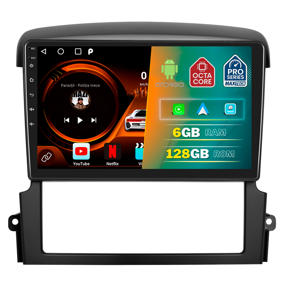Navigatie Kia Sorento I (2004-2008) dedicata, MaxTech® PRO SERIES, 6 GB Ram 128 GB Rom, Carplay si Android auto, Ecran 9” HD Touch, GPS, Wifi, Bluetooth, Radio, USB, EQ, DSP, Waze