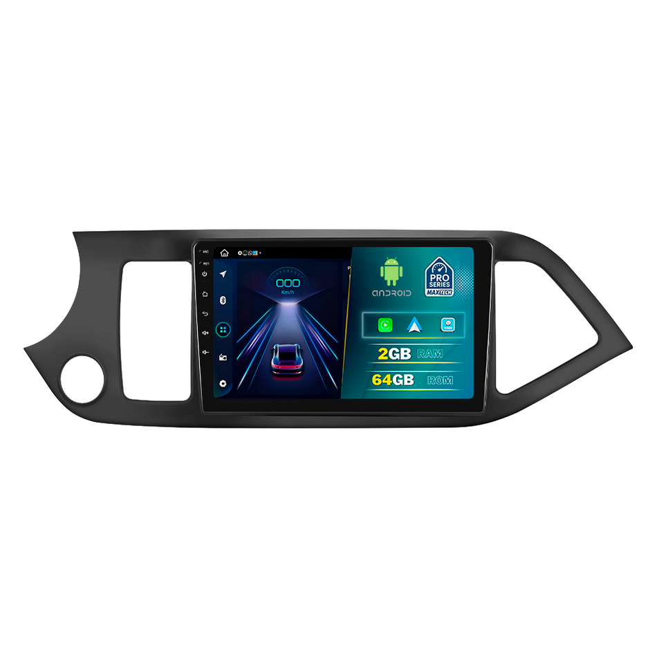 Navigatie Kia Picanto (2012-2016) dedicata, MaxTech® PRO SERIES, 2 GB Ram 64 GB Rom, Carplay si Android auto, Ecran 9” HD Touch, GPS, Wifi, Bluetooth, Radio, USB, EQ, DSP, Waze