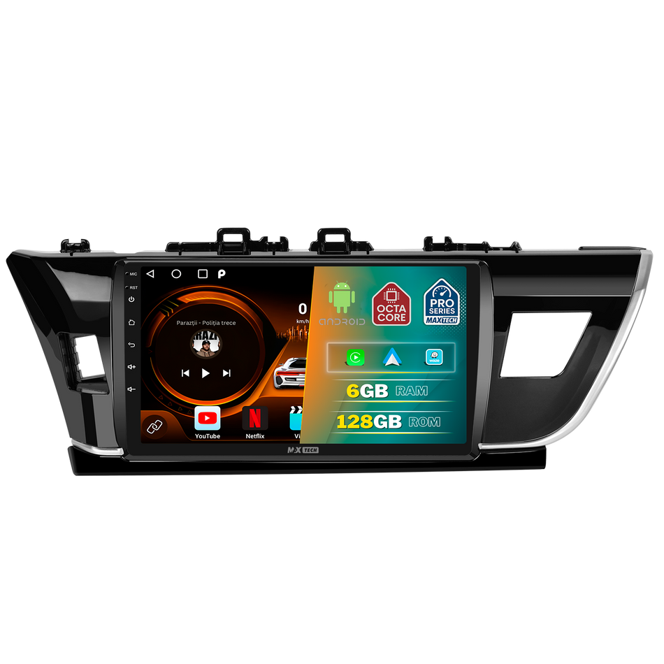 Navigatie Toyota Corolla (2013-2016) Pre-facelift dedicata, MaxTech® PRO SERIES, 6 GB Ram 128 GB Rom, Carplay si Android auto, Ecran 9” HD Touch, GPS, Wifi, Bluetooth, Radio, USB, EQ, DSP, Waze