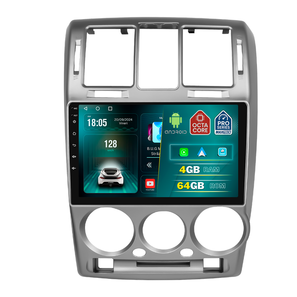 Navigatie Hyundai Getz (2002-2006) pre-facelift dedicata, MaxTech® PRO SERIES, 4 GB Ram 64 GB Rom, Carplay si Android auto, Ecran 9 ” HD Touch, GPS, Wifi, Bluetooth, Radio, USB, EQ, DSP, Waze
