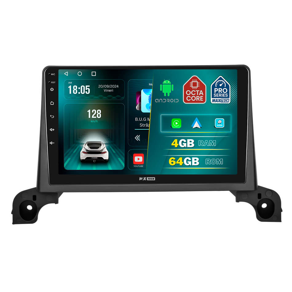 Navigatie Peugeot 5008 II 2017-2020 (pre-facelift) dedicata, MaxTech® PRO SERIES, 4 GB Ram 64 GB Rom, Carplay si Android auto, Ecran 9 ” HD Touch, GPS, Wifi, Bluetooth, Radio, USB, EQ, DSP, Waze