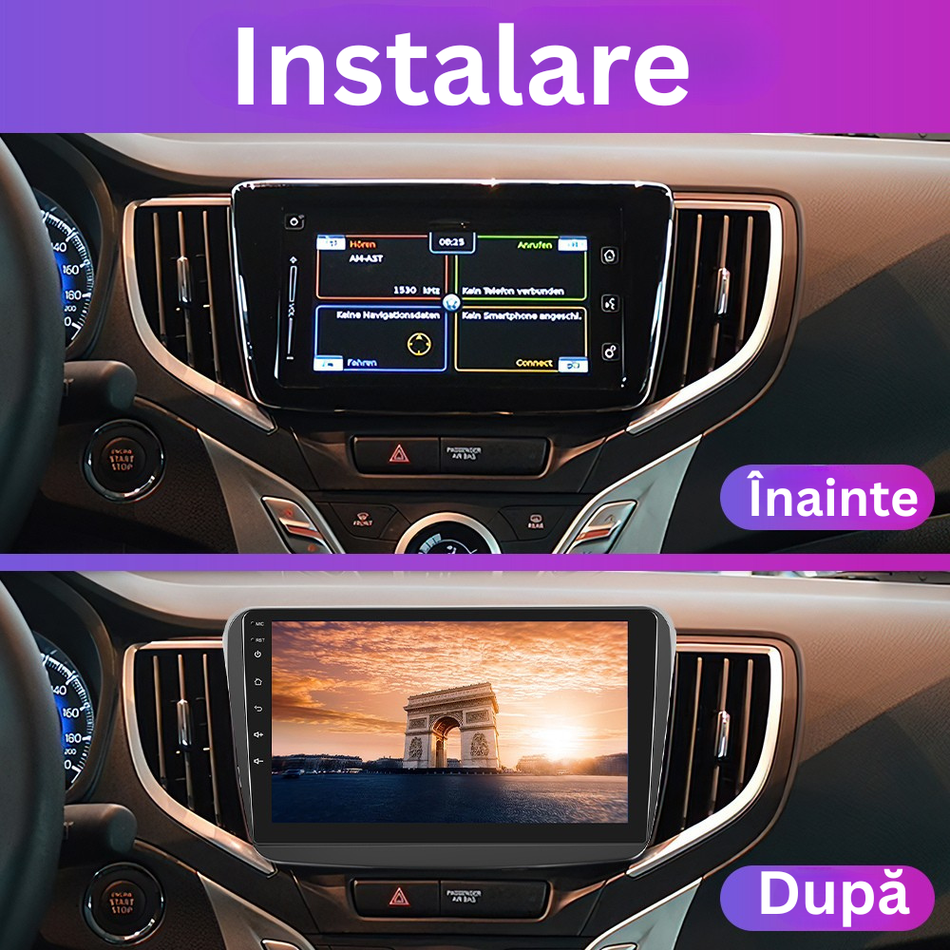 Navigatie Suzuki Baleno (2015-2020) dedicata, MaxTech® PRO SERIES, 6 GB Ram 128 GB Rom, Carplay si Android auto, Ecran 9” HD Touch, GPS, Wifi, Bluetooth, Radio, USB, EQ, DSP, Waze