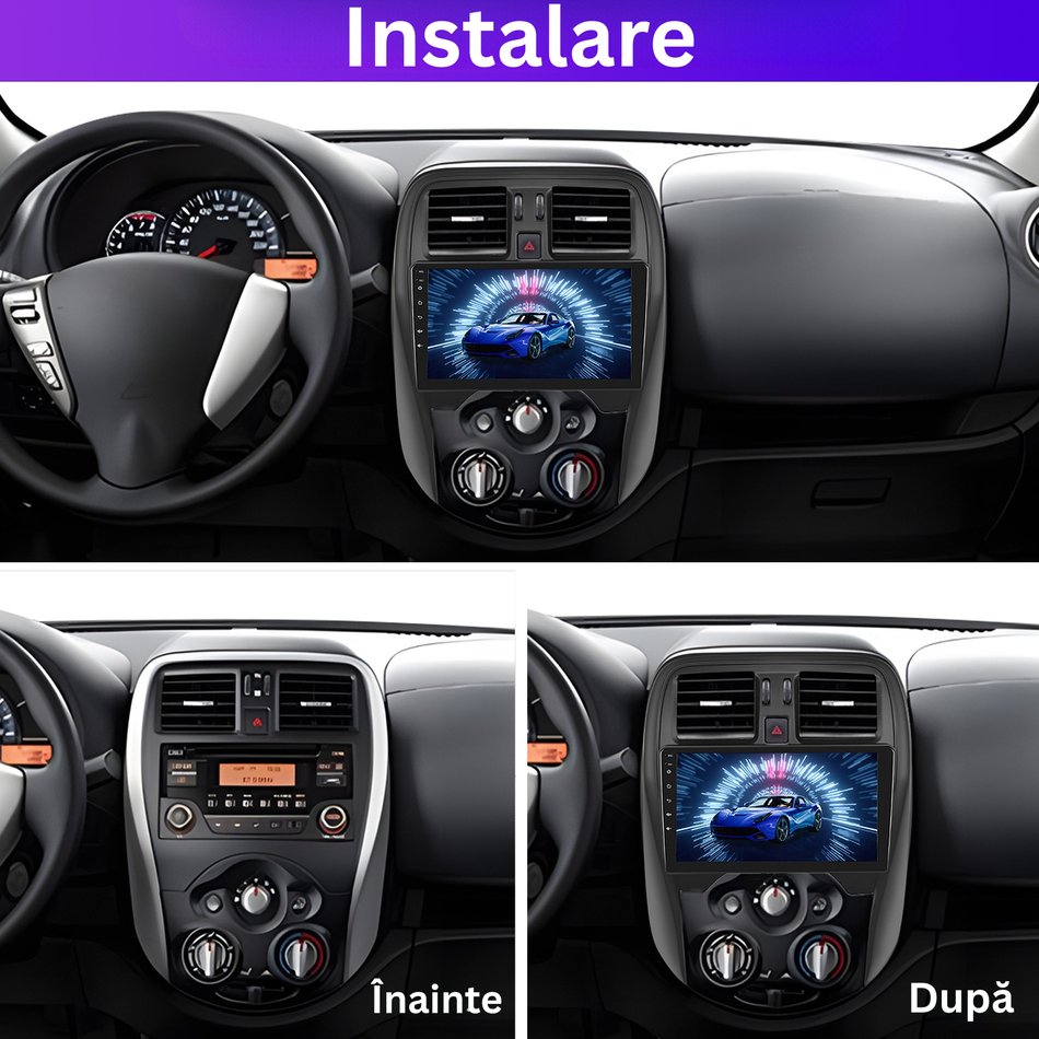 Navigatie Nissan Micra (2010-2017) dedicata, MaxTech® PRO SERIES, 8 GB Ram 128 GB Rom, OctaCore, Carplay si Android auto, Ecran 9” HD Touch, Sim 4G, ADI/HI-Res, GPS, Wifi, Bluetooth, Radio, USB, EQ, DSP, Waze