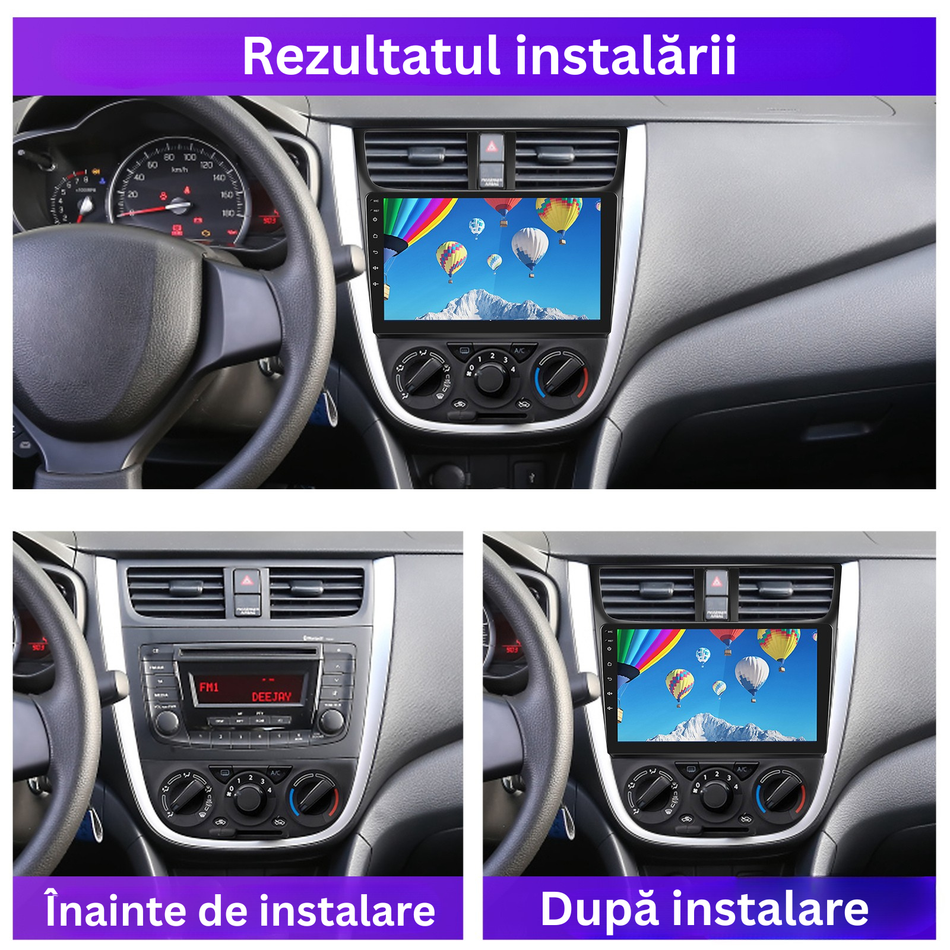 Navigatie Suzuki Celerio (2014-2020) dedicata, MaxTech® PRO SERIES, 8 GB Ram 128 GB Rom, OctaCore, Carplay si Android auto, Ecran 9” HD Touch, Sim 4G, ADI/HI-Res, GPS, Wifi, Bluetooth, Radio, USB, EQ, DSP, Waze