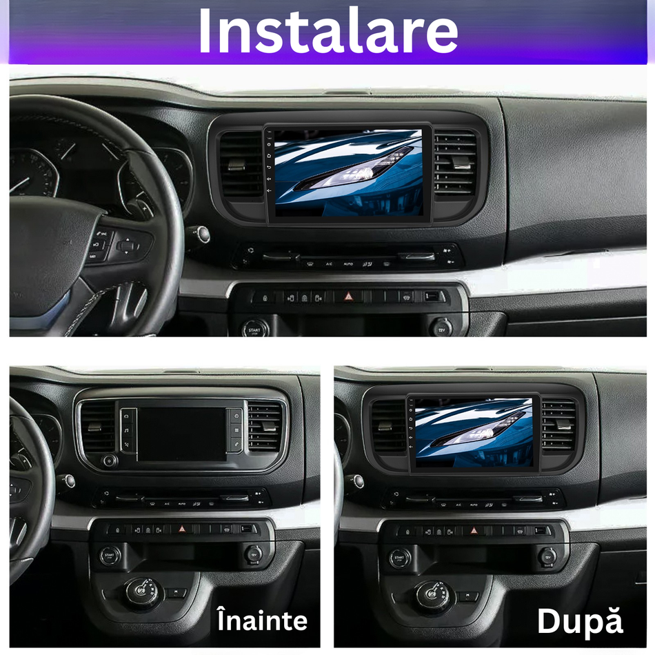 Navigatie Citroen Jumpy III / Peugeot Expert III / Toyota Proace II (2016–2021) dedicata, MaxTech® PRO SERIES, 8 GB Ram 128 GB Rom, OctaCore, Carplay si Android auto, Ecran 9” HD Touch, Sim 4G, ADI/HI-Res, GPS, Wifi, Bluetooth, Radio, USB, EQ, DSP, Waze