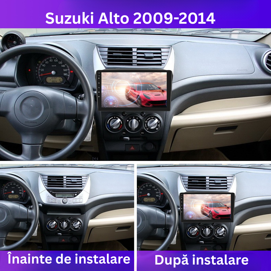 Navigatie Suzuki Alto 2009-2014 dedicata, MaxTech® PRO SERIES, 6 GB Ram 128 GB Rom, Carplay si Android auto, Ecran 9” HD Touch, GPS, Wifi, Bluetooth, Radio, USB, EQ, DSP, Waze