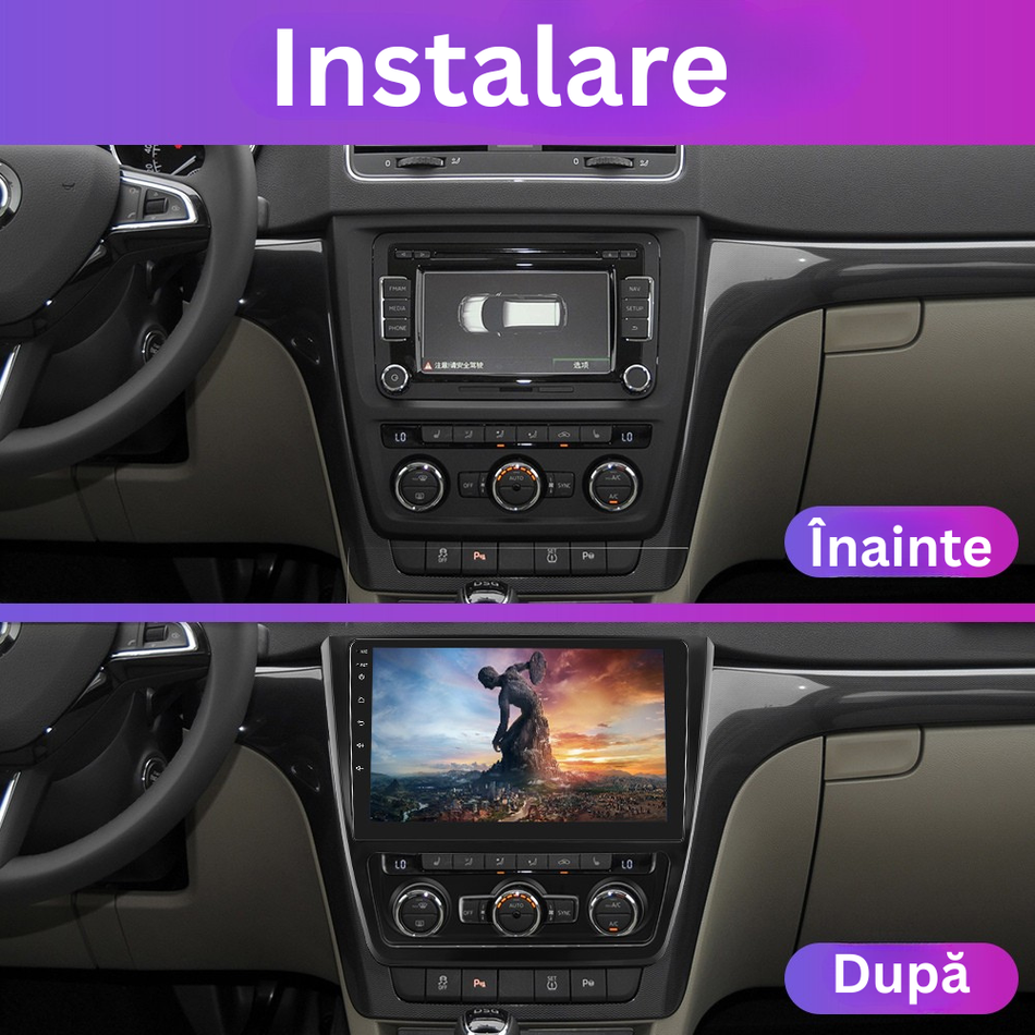 Navigatie Skoda Yeti (2009-2017) dedicata, MaxTech® PRO SERIES, 8 GB Ram 128 GB Rom, OctaCore, Carplay si Android auto, Ecran 10” HD Touch, Sim 4G, ADI/HI-Res, GPS, Wifi, Bluetooth, Radio, USB, EQ, DSP, Waze