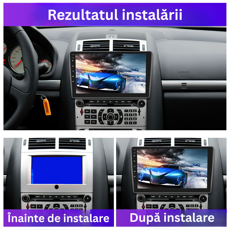 Navigatie Peugeot 407 (2004-2008) pre-facelift dedicata, MaxTech® PRO SERIES, 8 GB Ram 128 GB Rom, OctaCore, Carplay si Android auto, Ecran 9” HD Touch, Sim 4G, ADI/HI-Res, GPS, Wifi, Bluetooth, Radio, USB, EQ, DSP, Waze