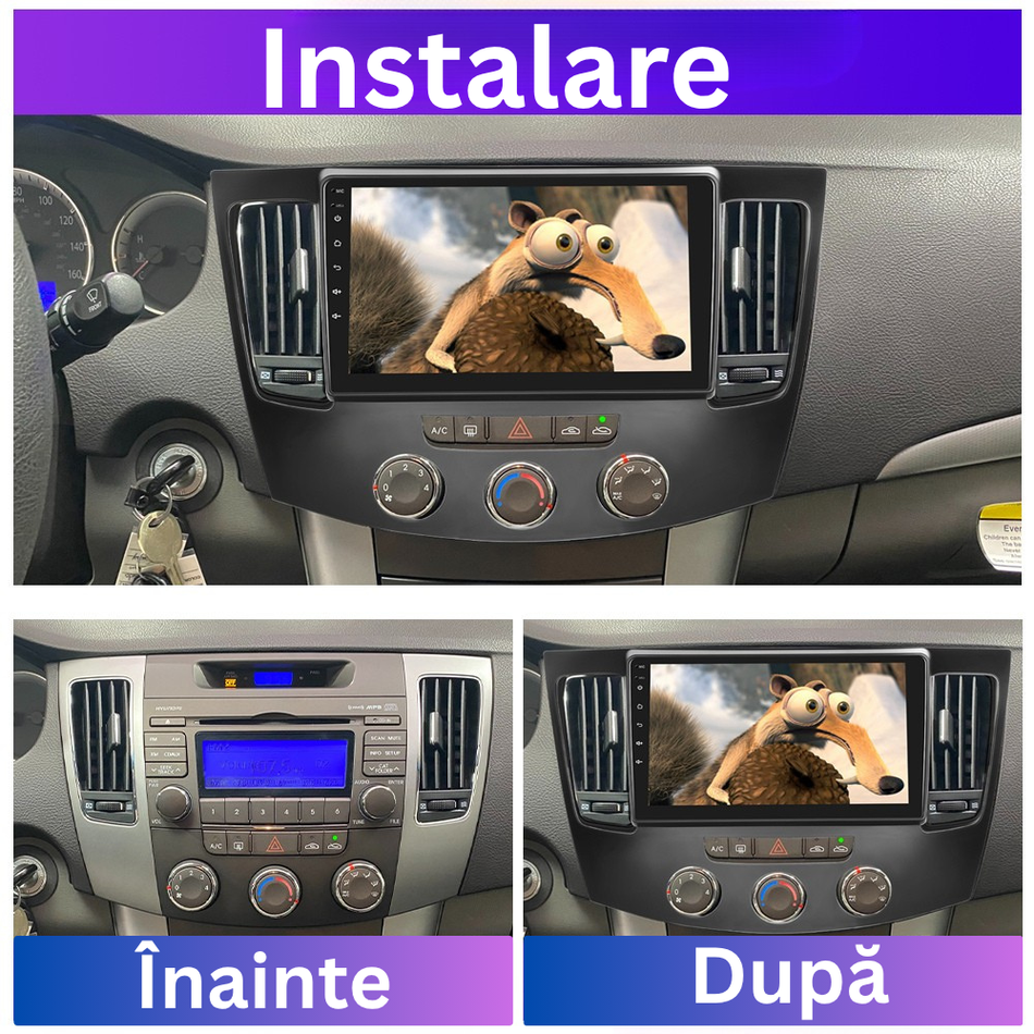 Navigatie Hyundai Sonata (2008-2010) facelift / NFC (Climatizare manuală) dedicata, MaxTech® PRO SERIES, 8 GB Ram 128 GB Rom, OctaCore, Carplay si Android auto, Ecran 9” HD Touch, Sim 4G, ADI/HI-Res, GPS, Wifi, Bluetooth, Radio, USB, EQ, DSP, Waze