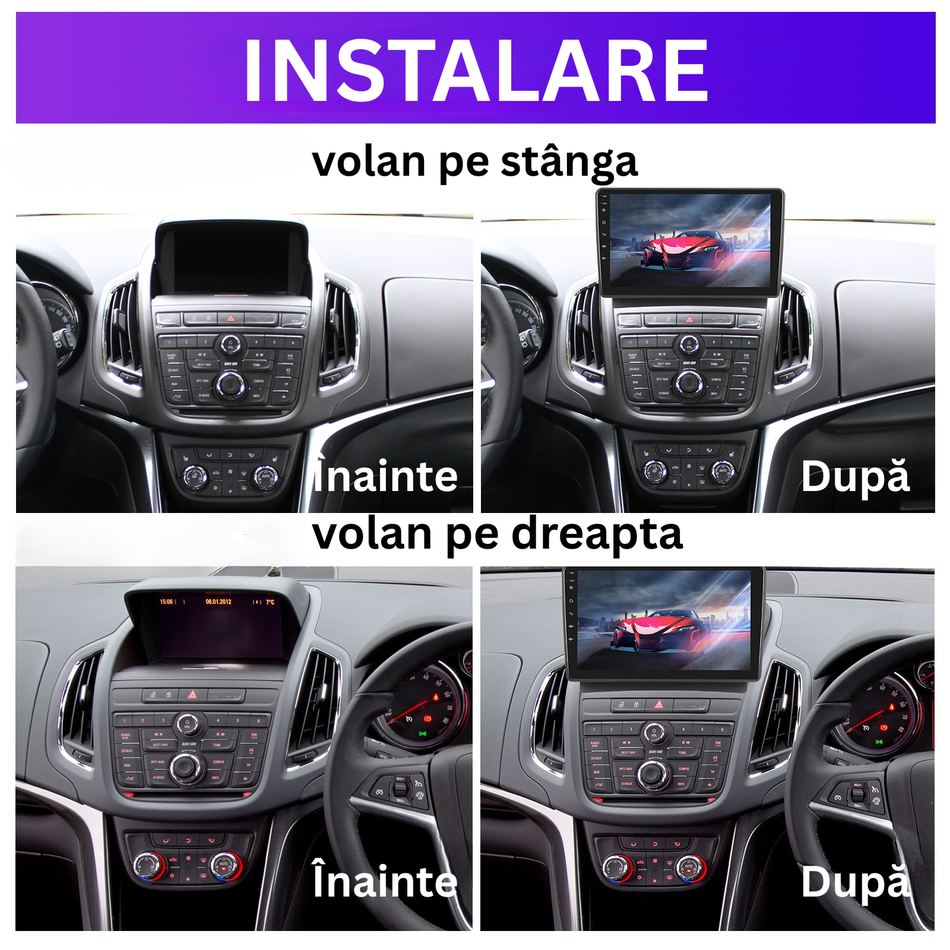 Navigatie Opel Zafira C/Tourer 2011–2016 (pre-facelift) dedicata, MaxTech® PRO SERIES, 4 GB Ram 64 GB Rom, Carplay si Android auto, Ecran 9 ” HD Touch, GPS, Wifi, Bluetooth, Radio, USB, EQ, DSP, Waze