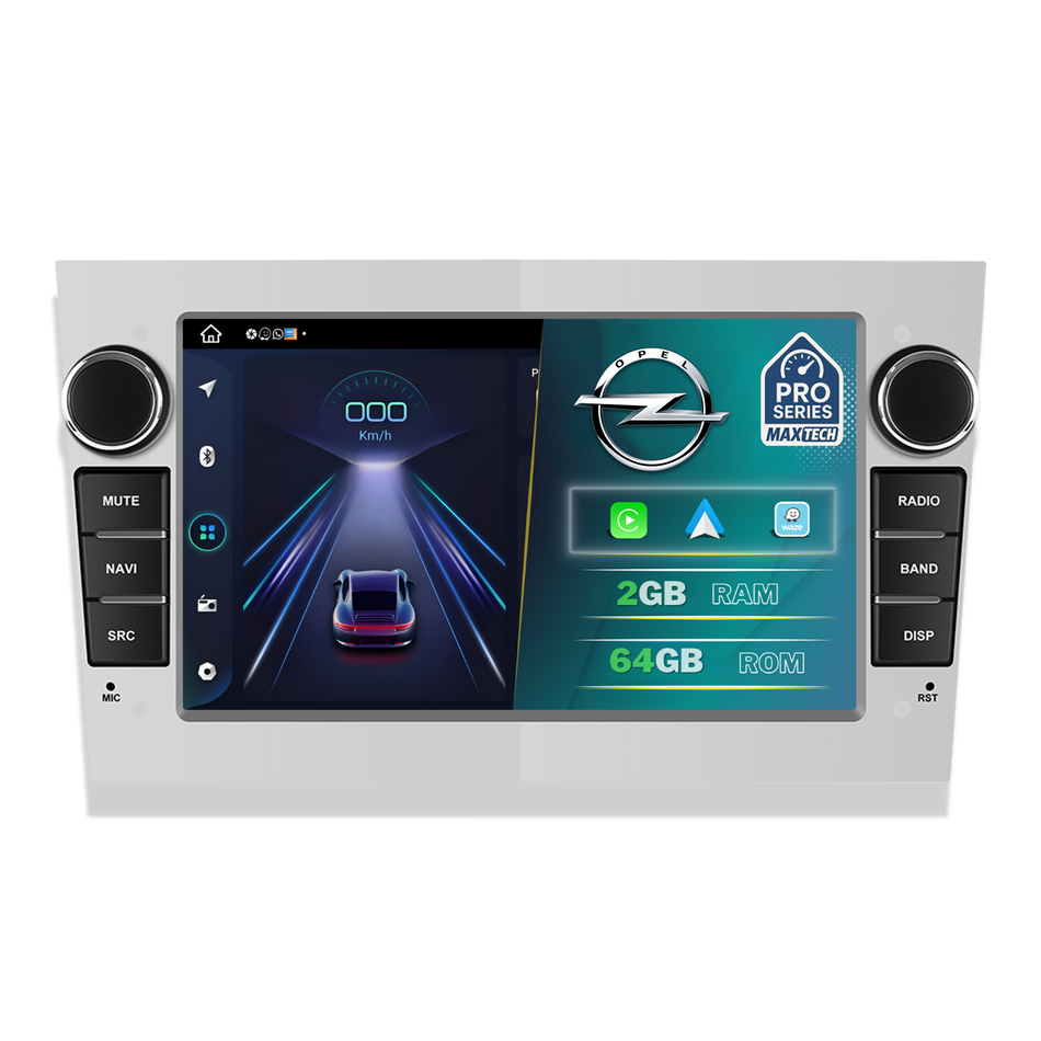 Navigatie Opel Android MaxTech® PRO SERIES, 2GB RAM, 64GB ROM, CarPlay & Android Auto, ecran 7 inch HD Touch, Astra, Corsa, Zafira, Vivaro, Meriva, Antara, Combo, Signum, Tigra, GPS, WiFi, Bluetooth, Waze, DSP, EQ, Argintiu