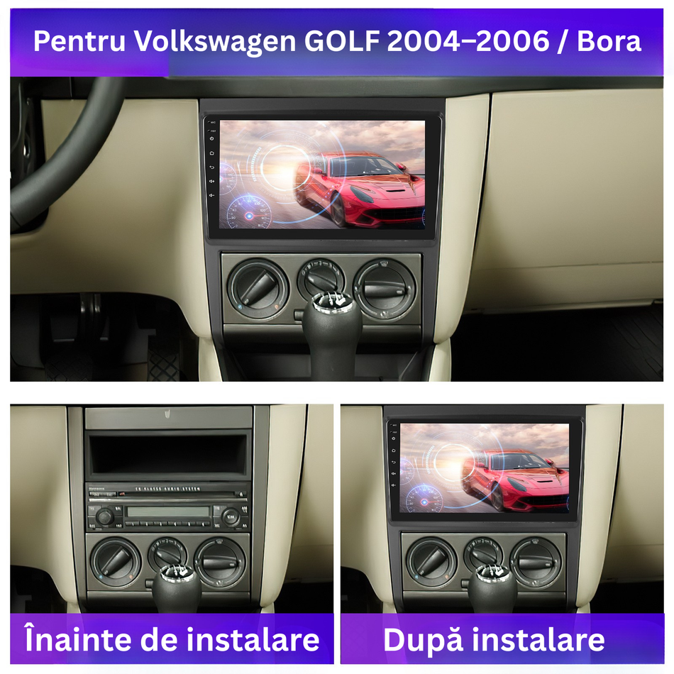 Navigatie Volkswagen Golf IV (1997-2003) / Bora (1998–2005) dedicata, MaxTech® PRO SERIES, 8 GB Ram 128 GB Rom, OctaCore, Carplay si Android auto, Ecran 9” HD Touch, Sim 4G, ADI/HI-Res, GPS, Wifi, Bluetooth, Radio, USB, EQ, DSP, Waze