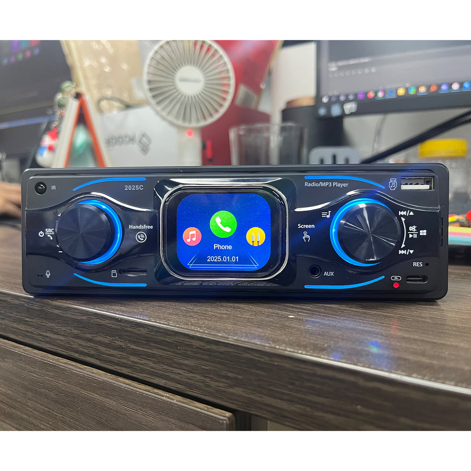 Player auto 1 DIN cu ecran tactil TFT 2.17”, MaxTech®, Bluetooth, FM Radio, USB, AUX, Type-C, TF Card, EQ și iluminare taste
