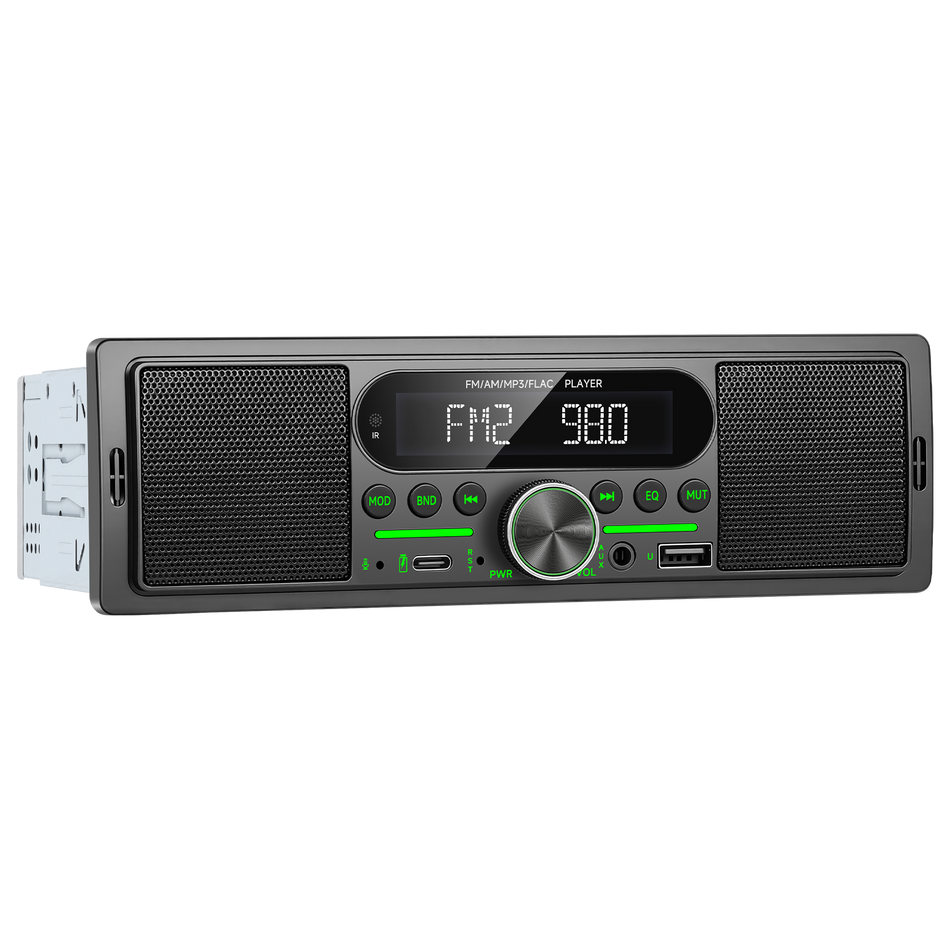 Player auto 1 DIN MaxTech®, Bluetooth 5.1, difuzoare integrate, Fast Charging, FM/AM, USB, AUX, SD/TF, MP3, 4x45W