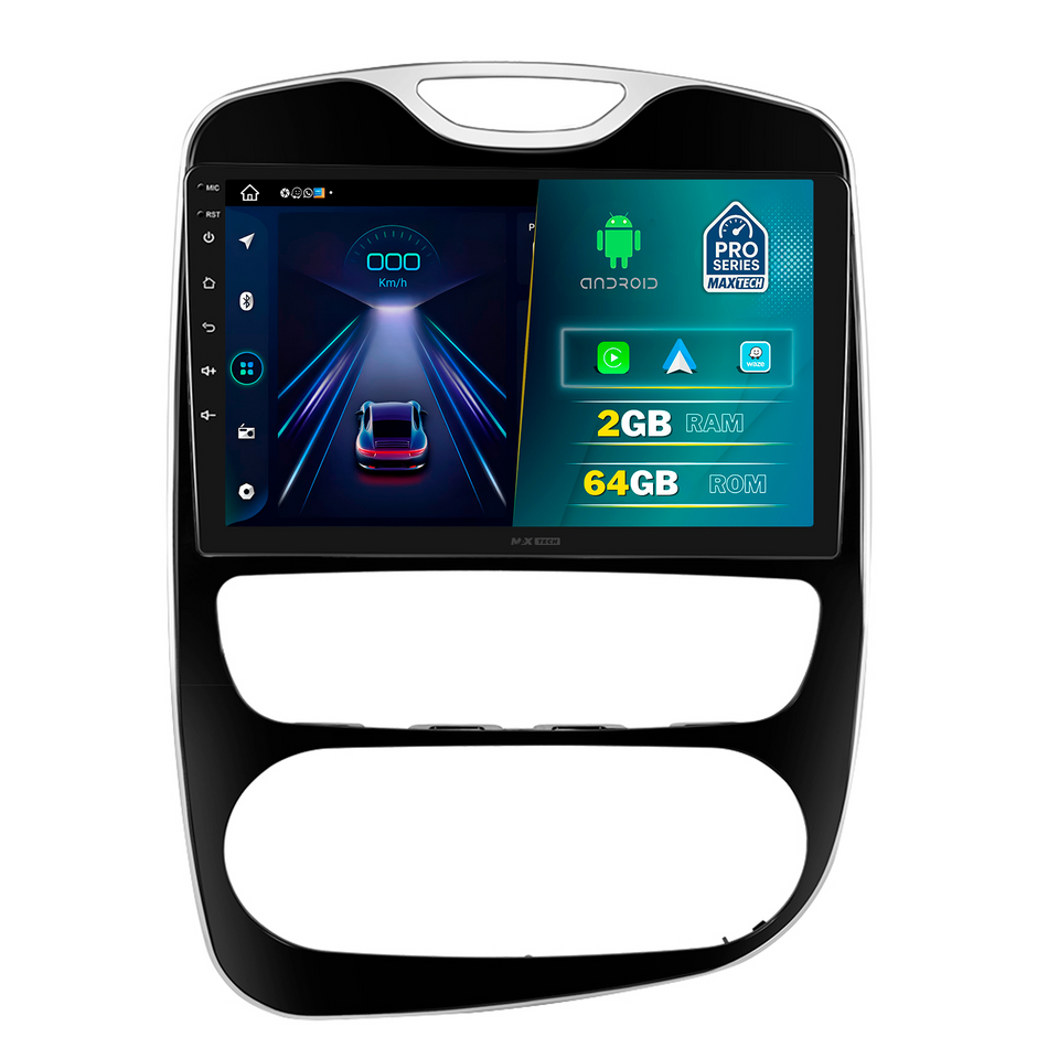 Navigatie Renault Clio IV (2013-2018) dedicata, MaxTech® PRO SERIES, 2 GB Ram 64 GB Rom, Carplay si Android auto, Ecran 10” HD Touch, GPS, Wifi, Bluetooth, Radio, USB, EQ, DSP, Waze