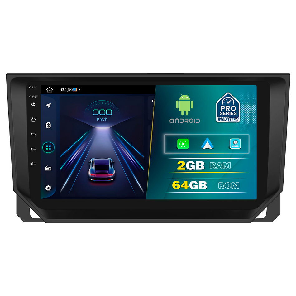 Navigatie  Seat Ibiza 2017–2020 cu canbus dedicata, MaxTech® PRO SERIES, 2 GB Ram 64 GB Rom, Carplay si Android auto, Ecran 9” HD Touch, GPS, Wifi, Bluetooth, Radio, USB, EQ, DSP, Waze