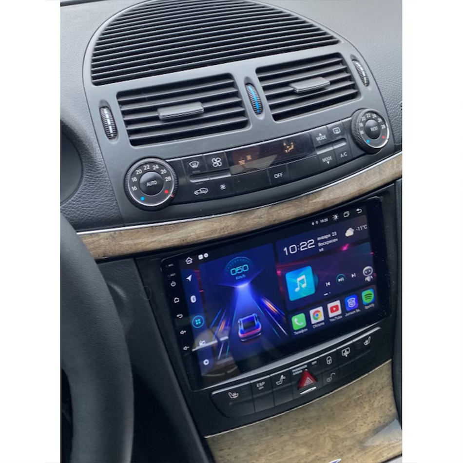 Navigatie Mercedes E-Class W211 / CLS-Class C219 (2005-2008) dedicata, MaxTech® PRO SERIES, 2 GB Ram 64 GB Rom, Carplay si Android auto, Ecran 9” HD Touch, GPS, Wifi, Bluetooth, Radio, USB, EQ, DSP, Waze