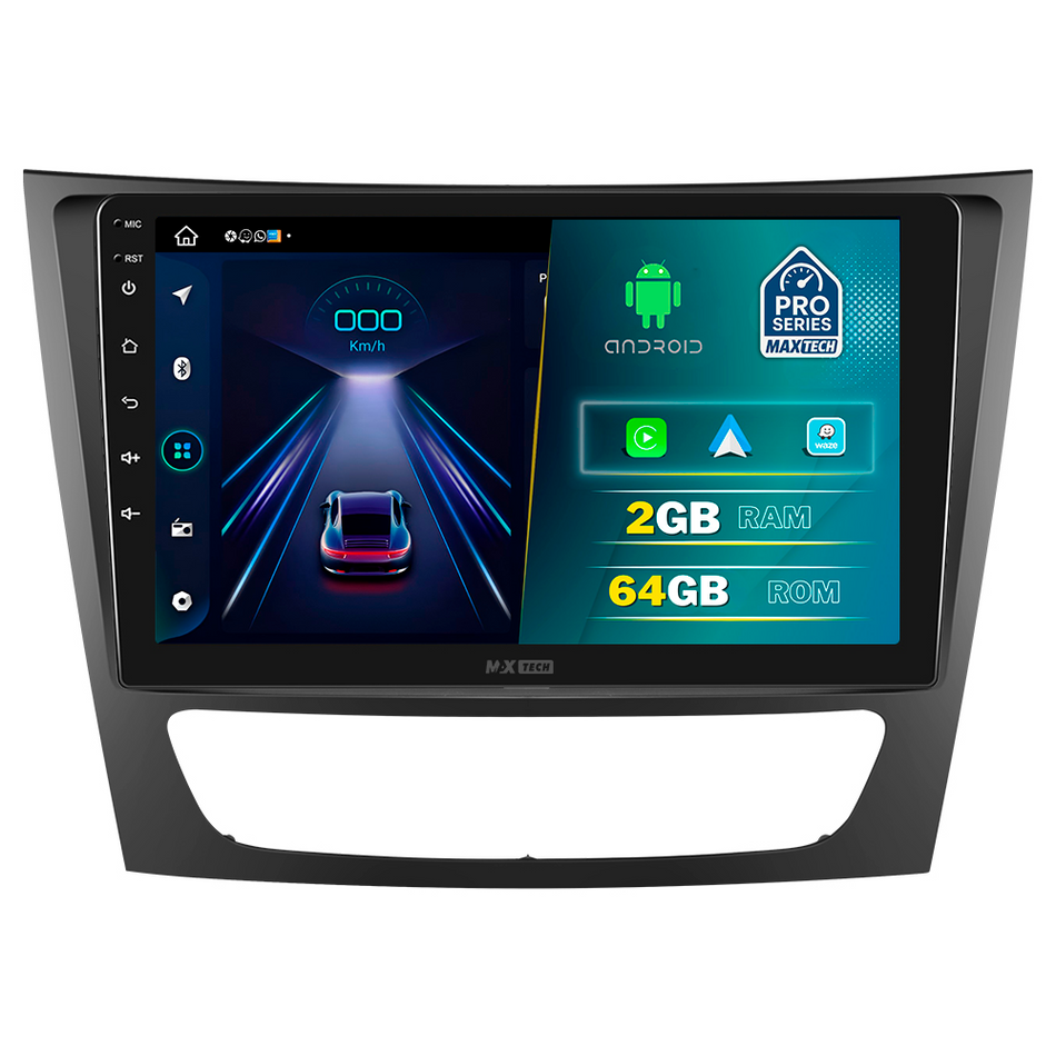 Navigatie Mercedes E-Class W211 / CLS-Class C219 (2005-2008) dedicata, MaxTech® PRO SERIES, 2 GB Ram 64 GB Rom, Carplay si Android auto, Ecran 9” HD Touch, GPS, Wifi, Bluetooth, Radio, USB, EQ, DSP, Waze