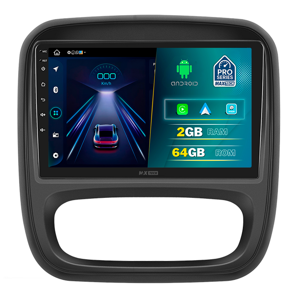 Navigatie Renault Trafic / Opel Vivaro B (2014-2019) dedicata, MaxTech® PRO SERIES, 2 GB Ram 64 GB Rom, Carplay si Android auto, Ecran 9” HD Touch, GPS, Wifi, Bluetooth, Radio, USB, EQ, DSP, Waze
