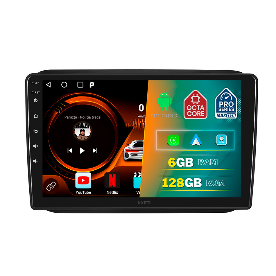 Navigatie Skoda Fabia II / Roomster (2008-2014) dedicata, MaxTech® PRO SERIES, 6 GB Ram 128 GB Rom, Carplay si Android auto, Ecran 10” HD Touch, GPS, Wifi, Bluetooth, Radio, USB, EQ, DSP, Waze