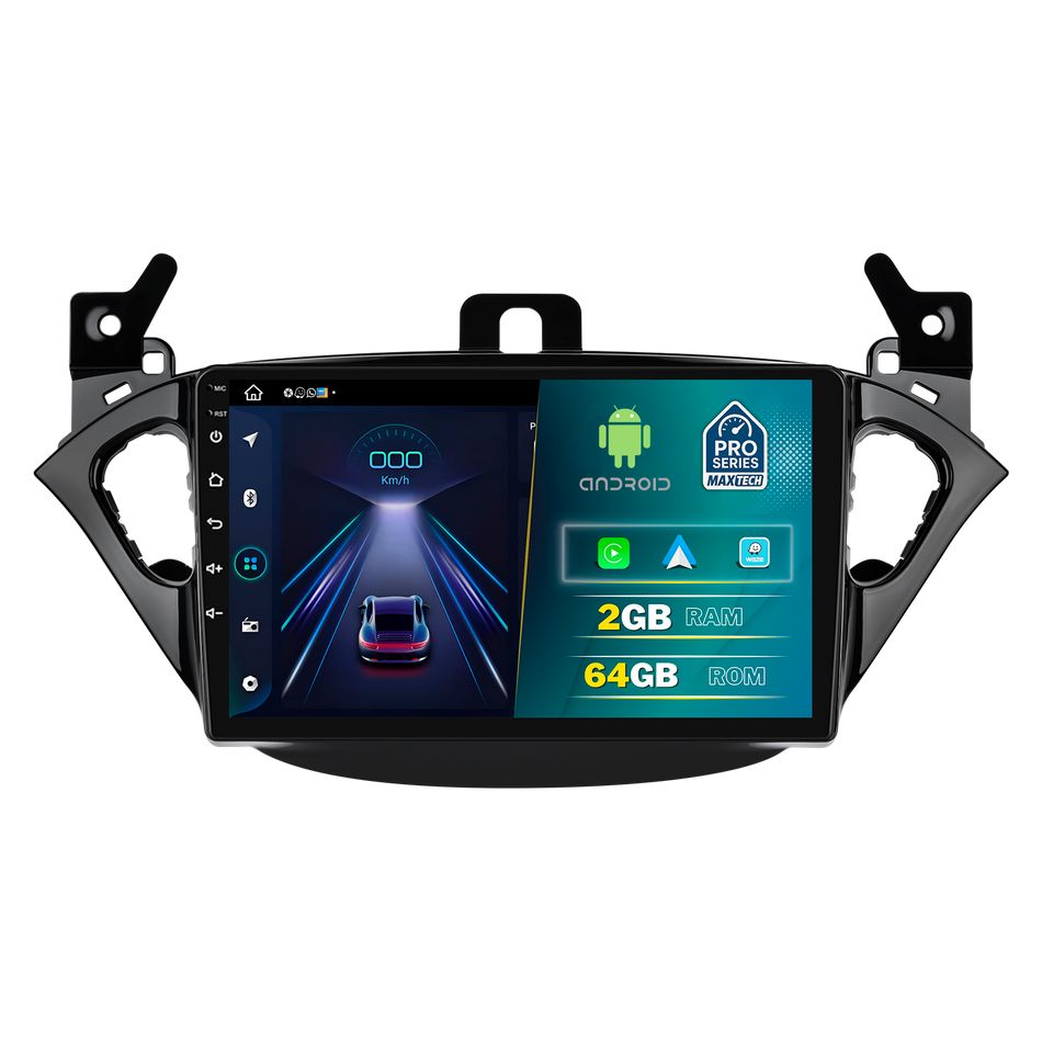 Navigatie  Opel Corsa E 2014–2019 / Opel Adam 2013–2016 dedicata, MaxTech® PRO SERIES, 2 GB Ram 64 GB Rom, Carplay si Android auto, Ecran 9” HD Touch, GPS, Wifi, Bluetooth, Radio, USB, EQ, DSP, Waze