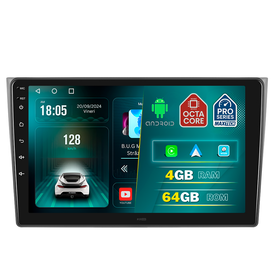 Navigatie Mazda CX-9 I (2007-2015) dedicata, MaxTech® PRO SERIES, 4 GB Ram 64 GB Rom, Carplay si Android auto, Ecran 10 ” HD Touch, GPS, Wifi, Bluetooth, Radio, USB, EQ, DSP, Waze