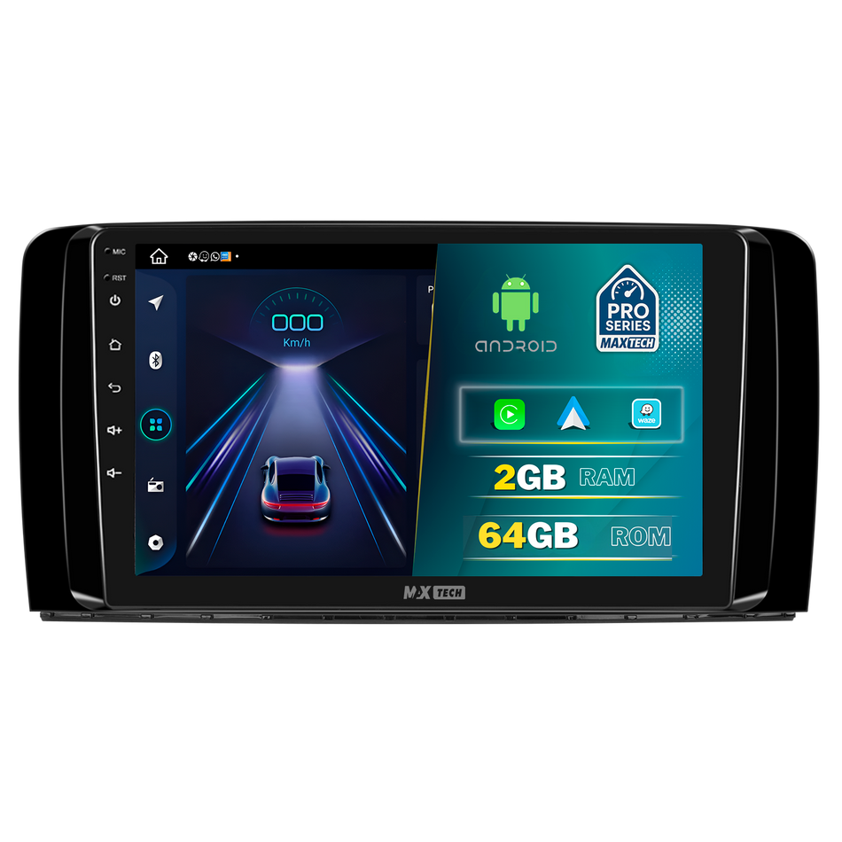 Navigatie Mercedes-Benz R-Class W251 (2006-2013) dedicata, MaxTech® PRO SERIES, 2 GB Ram 64 GB Rom, Carplay si Android auto, Ecran 9” HD Touch, GPS, Wifi, Bluetooth, Radio, USB, EQ, DSP, Waze