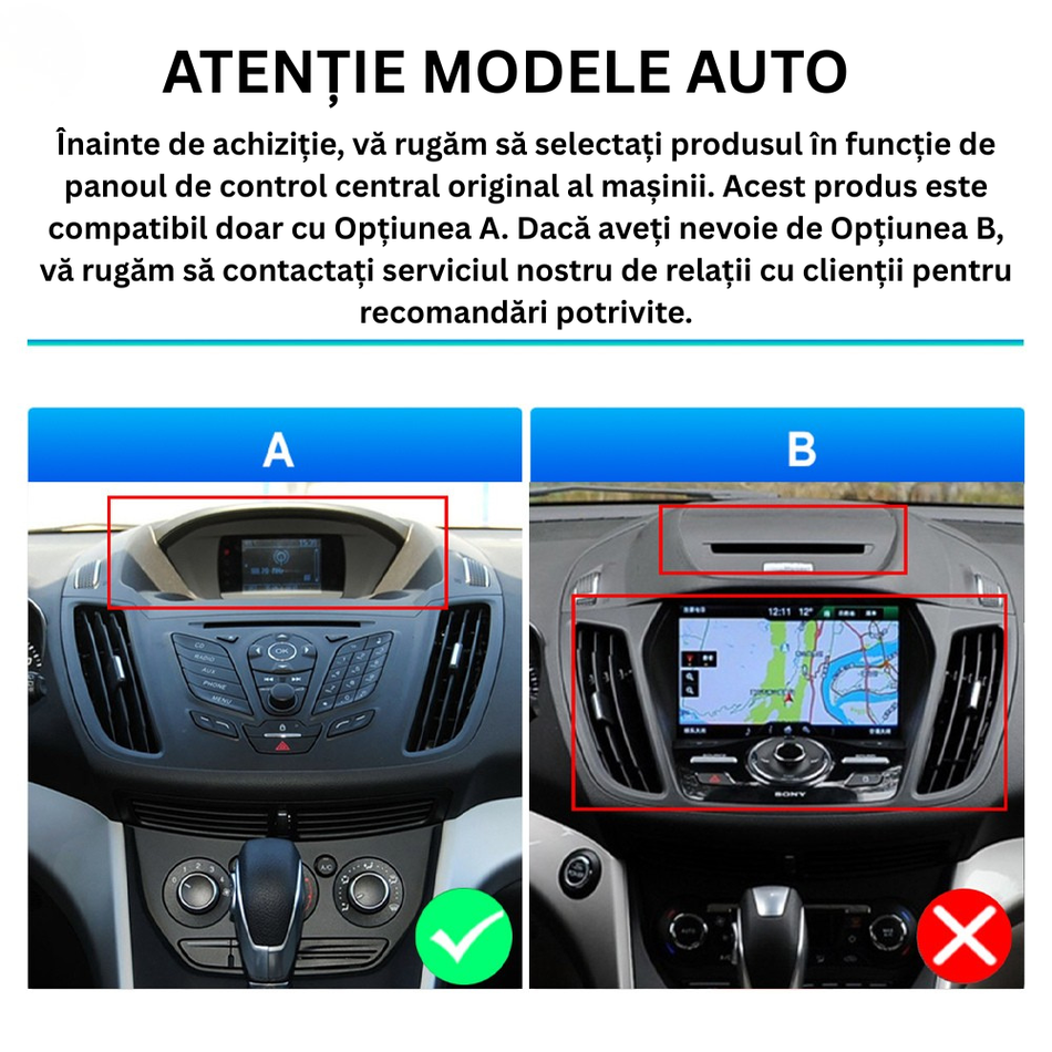 Navigatie  Ford Kuga II ( 2013–2016 ) dedicata, MaxTech® PRO SERIES, 2 GB Ram 64 GB Rom, Carplay si Android auto, Ecran 9” HD Touch, GPS, Wifi, Bluetooth, Radio, USB, EQ, DSP, Waze