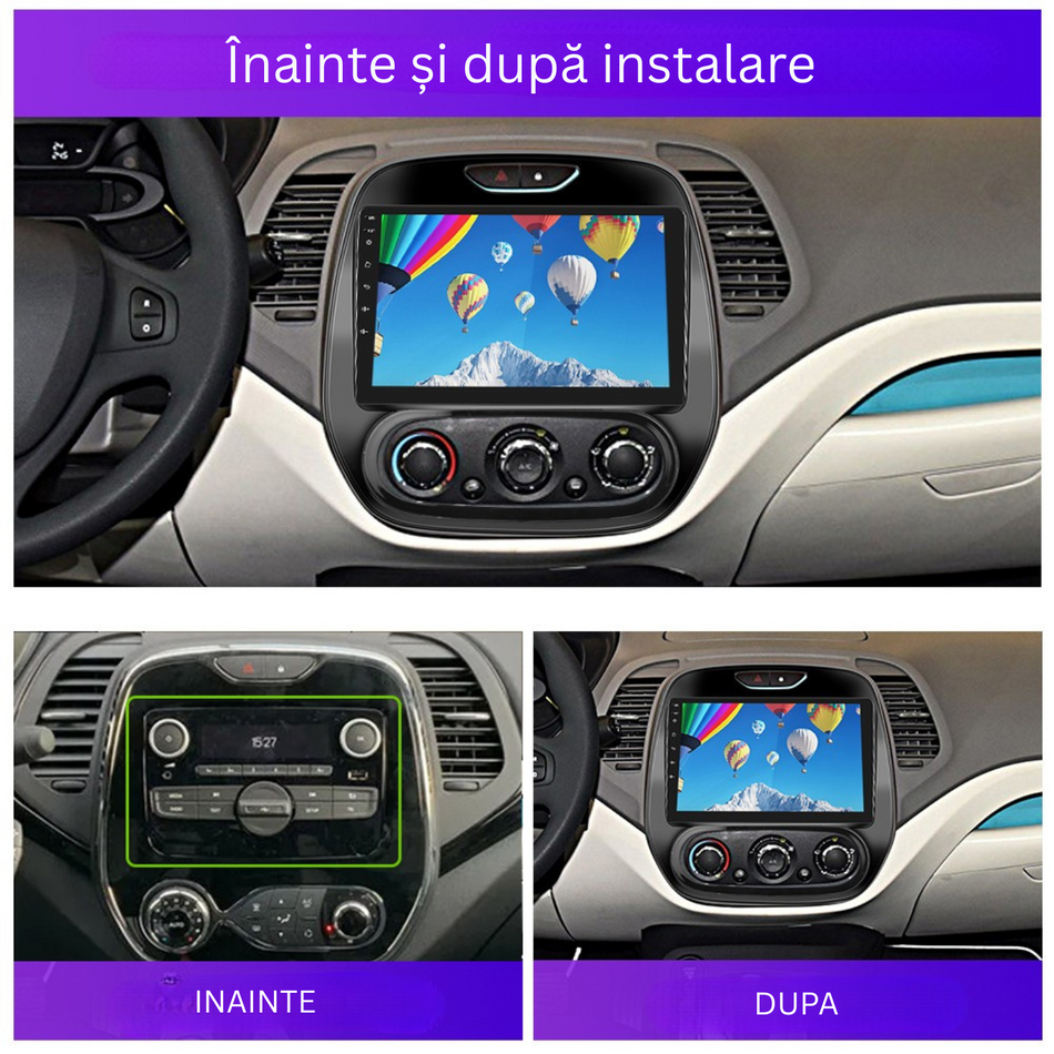 Navigatie Renault Captur 1 (2013-2017) Pre-Facelift dedicata, MaxTech® PRO SERIES, 2 GB Ram 64 GB Rom, Carplay si Android auto, Ecran 9” HD Touch, GPS, Wifi, Bluetooth, Radio, USB, EQ, DSP, Waze