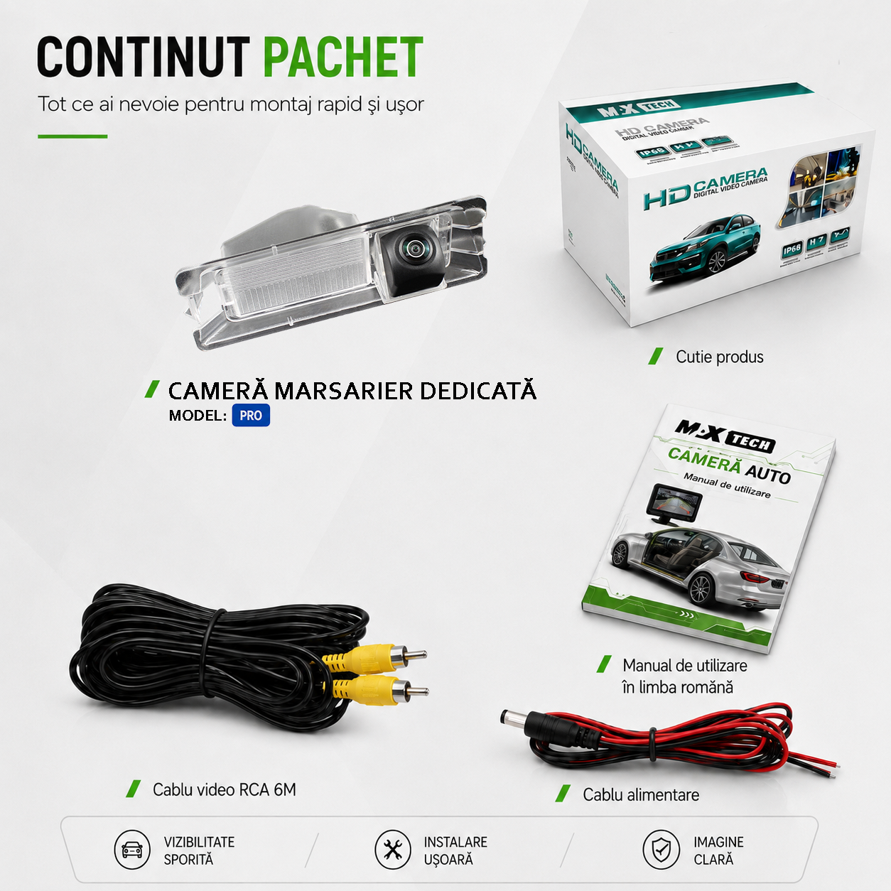 Camera marsarier Nissan Micra K13, March K13 dedicata, MaxTech PRO, suport lampa numar OEM, AHD/CVBS 1280x720, unghi 155 grade, RCA, navigatii Android aftermarket