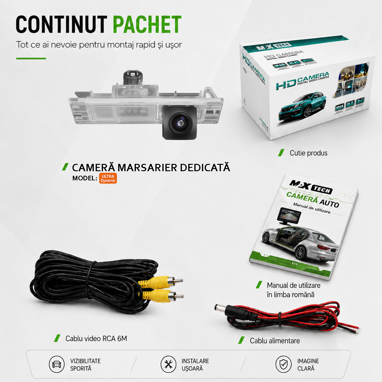 Camera marsarier BMW Seria 1 F20 F21, Seria 6 F06 F63 F64, BMW M6 dedicata, MaxTech ULTRA Dynamic, suport lampa numar OEM, AHD 1080p CVBS 720p, unghi 155 grade, linii dinamice, RCA, navigatii Android aftermarket