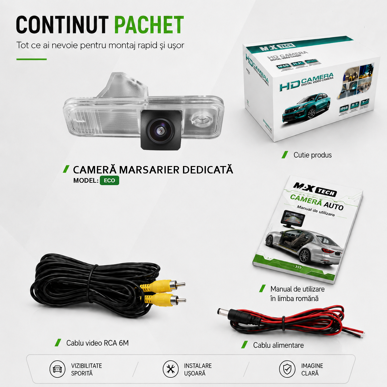 Camera marsarier Hyundai Santa Fe III DM dedicata, MaxTech ECO, suport lampa numar OEM, Fisheye CVBS 720x480, unghi 120 grade, RCA, navigatii Android aftermarket