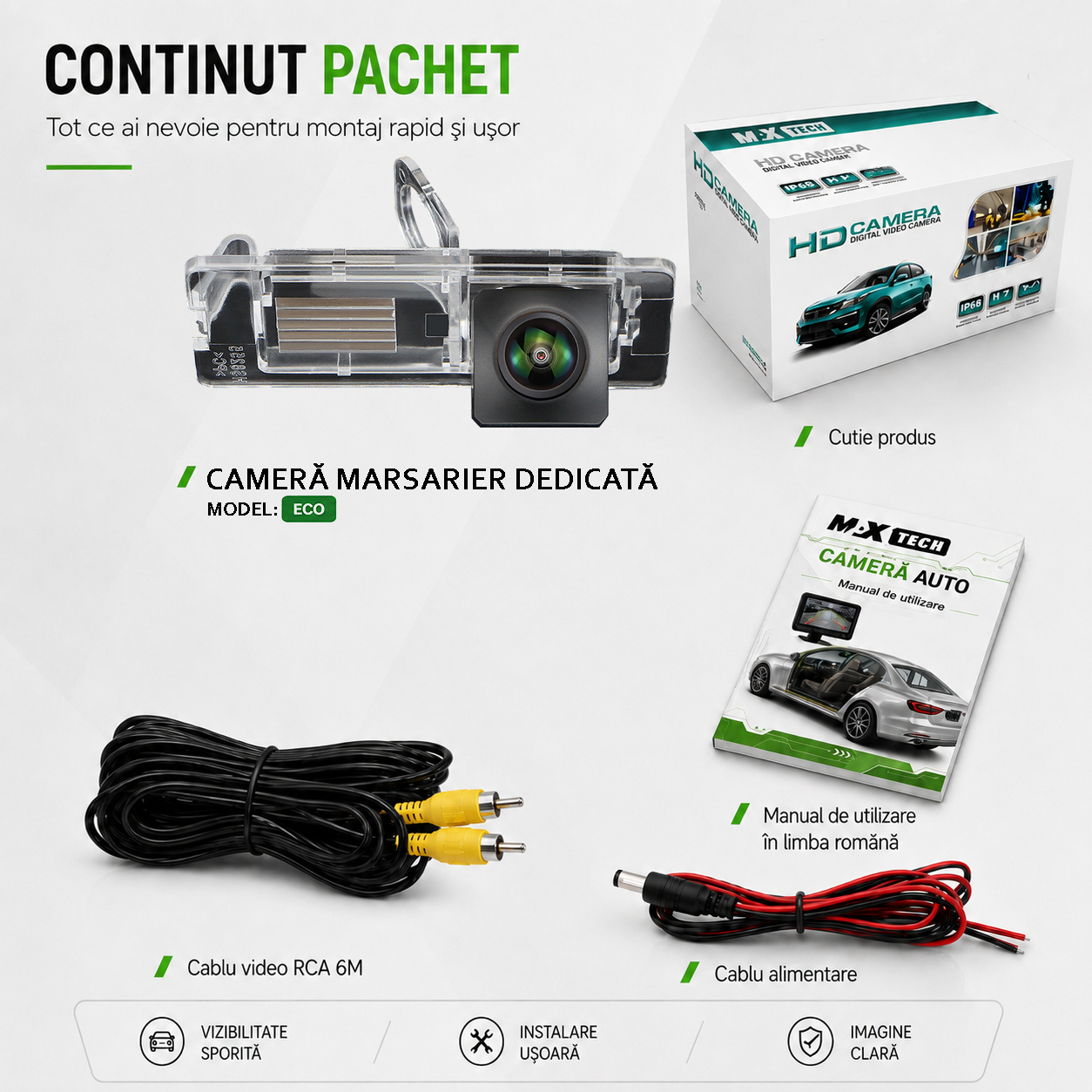 Camera marsarier Renault Fluence L30 X38 dedicata, MaxTech ECO, suport lampa numar OEM, Fisheye CVBS 720x480, unghi 120 grade, RCA, navigatii Android aftermarket