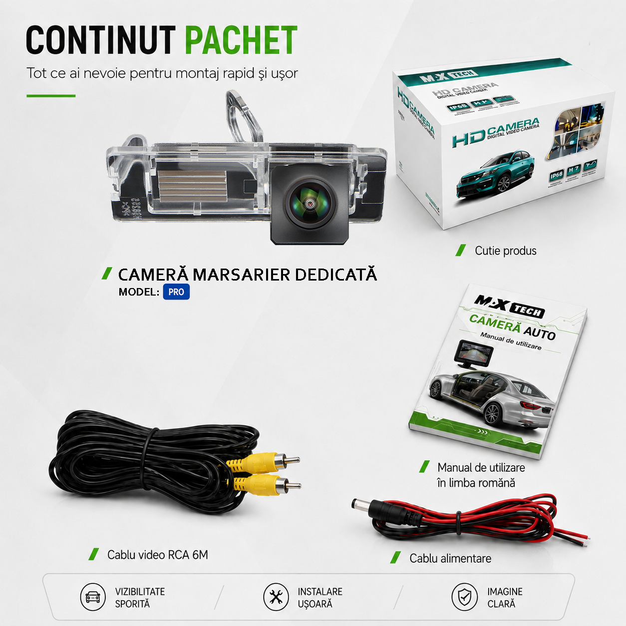 Camera marsarier Renault Fluence L30 X38 dedicata, MaxTech PRO, suport lampa numar OEM, AHD/CVBS 1280x720, unghi 155 grade, RCA, navigatii Android aftermarket