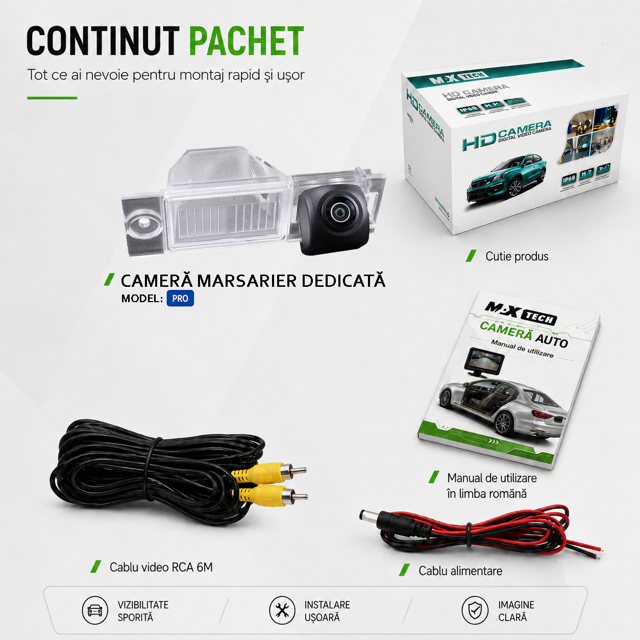 Camera marsarier Hyundai Tucson III TL TLE dedicata, MaxTech PRO, suport lampa numar OEM, AHD/CVBS 1280x720, unghi 155 grade, RCA, navigatii Android aftermarket