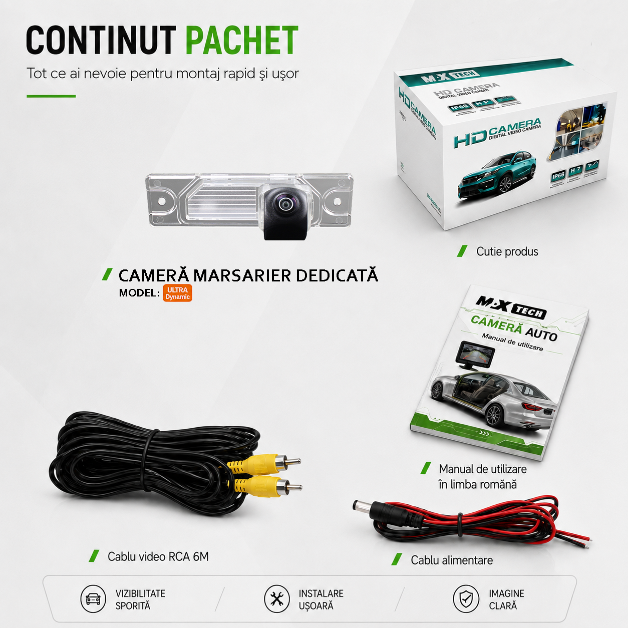 Camera marsarier Renault Koleos I MK1 HY dedicata, MaxTech ULTRA Dynamic, suport lampa numar OEM, AHD 1080p CVBS 720p, unghi 155 grade, linii dinamice, RCA, navigatii Android aftermarket