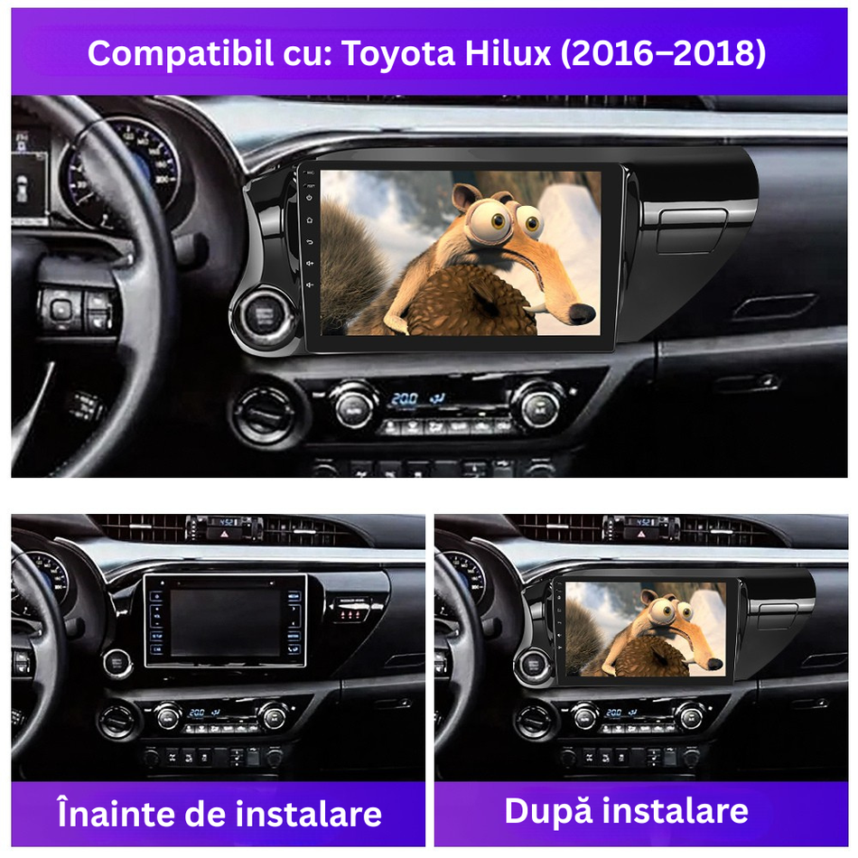 Navigatie Toyota Hilux VIII (AN120/AN130) 2016–2018.  dedicata,MaxTech® PRO SERIES,8 GB Ram 128 GB Rom, OctaCore,Carplay si Android auto,Ecran 10” HD Touch, Sim 4G, ADI/HI-Res, GPS, Wifi, Bluetooth,Waze