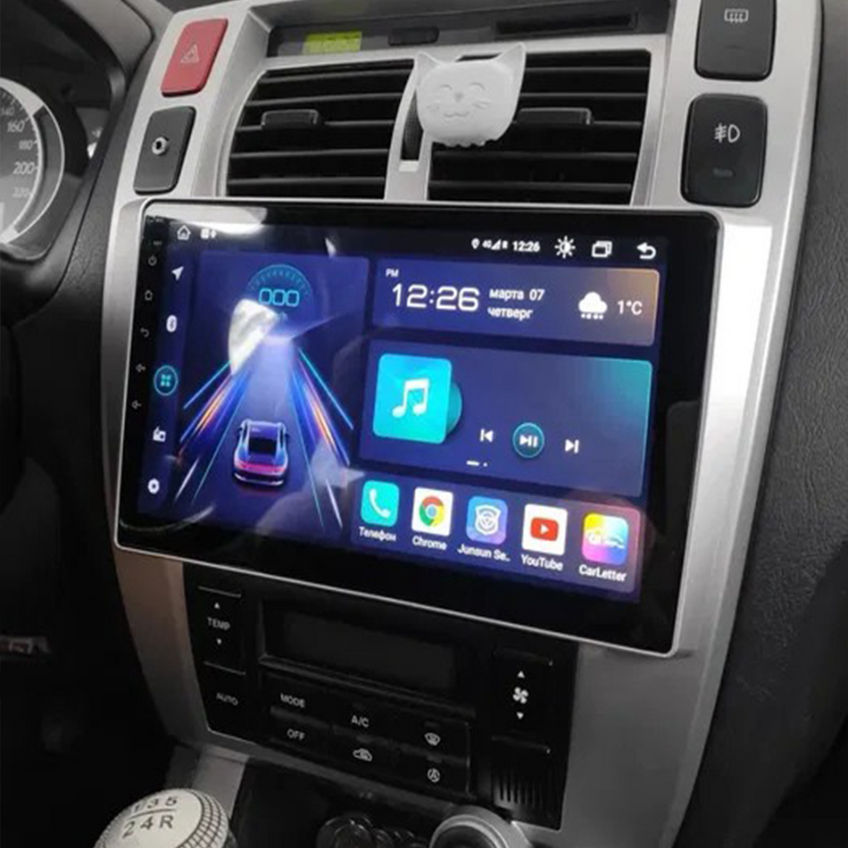 Navigatie Hyundai Tucson I (2004-2009), climatizare manuală dedicata, MaxTech® PRO SERIES, 4 GB Ram 64 GB Rom, Carplay si Android auto, Ecran 10 ” HD Touch, GPS, Wifi, Bluetooth, Radio, USB, EQ, DSP, Waze