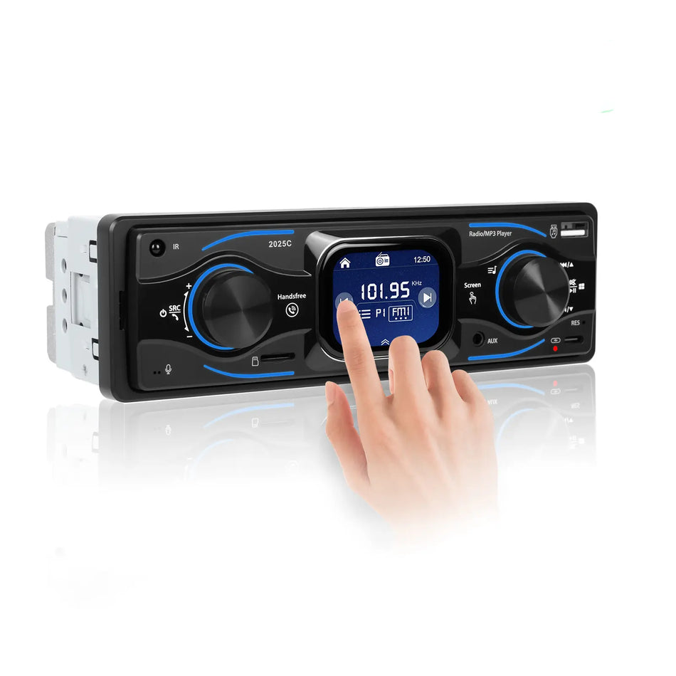 Player auto 1 DIN cu ecran tactil TFT 2.17”, MaxTech®, Bluetooth, FM Radio, USB, AUX, Type-C, TF Card, EQ și iluminare taste