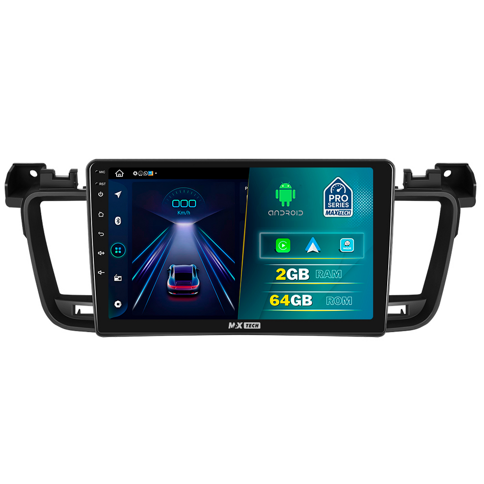 Navigatie Peugeot 508 I (2011-2018) dedicata, MaxTech® PRO SERIES, 2 GB Ram 64 GB Rom, Carplay si Android auto, Ecran 9” HD Touch, GPS, Wifi, Bluetooth, Radio, USB, EQ, DSP, Waze