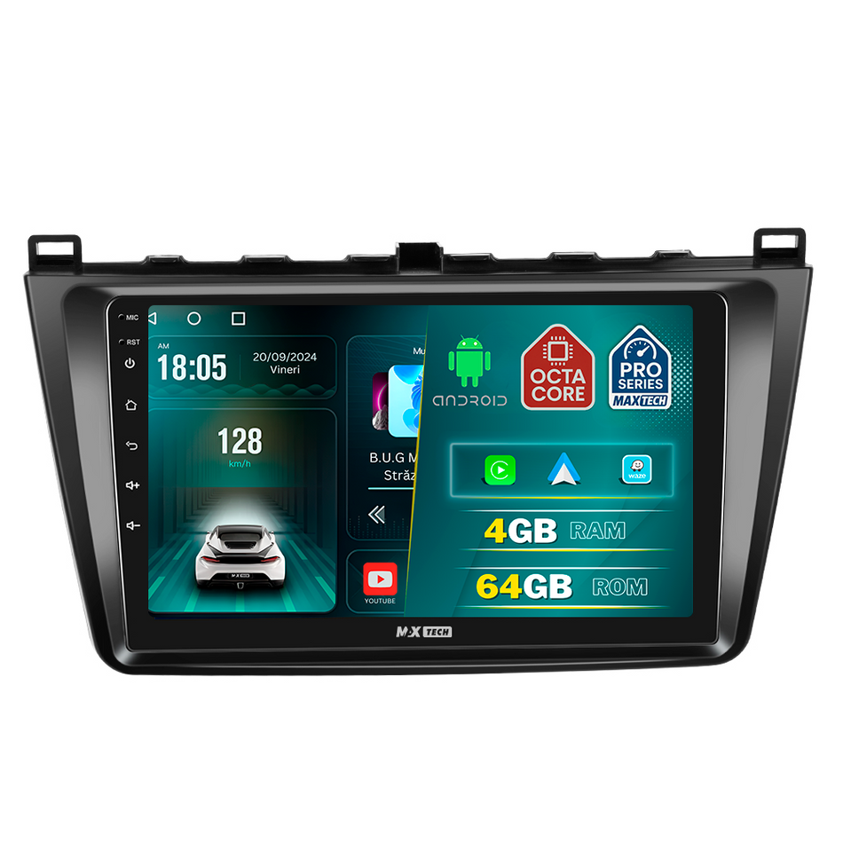Navigatie BMW Seria 3 E90, E92, E93 (2005-2012) dedicata, MaxTech® PRO SERIES, 4 GB Ram 64 GB Rom, Carplay si Android auto, Ecran 9 ” HD Touch, GPS, Wifi, Bluetooth, Radio, USB, EQ, DSP, Waze