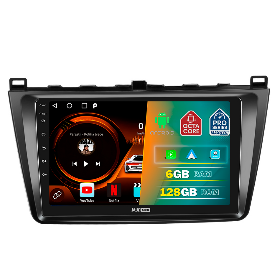 Navigatie BMW Seria 3 E90, E92, E93 (2005-2012) dedicata, MaxTech® PRO SERIES, 6 GB Ram 128 GB Rom, Carplay si Android auto, Ecran 9” HD Touch, GPS, Wifi, Bluetooth, Radio, USB, EQ, DSP, Waze