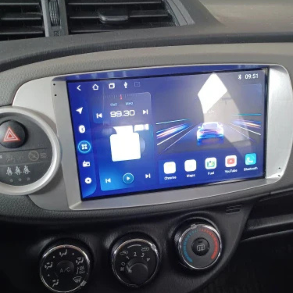 Navigatie Toyota Yaris (2012-2014) dedicata, MaxTech® PRO SERIES, 8 GB Ram 128 GB Rom, OctaCore, Carplay si Android auto, Ecran 9” HD Touch, Sim 4G, ADI/HI-Res, GPS, Wifi, Bluetooth, Radio, USB, EQ, DSP, Waze