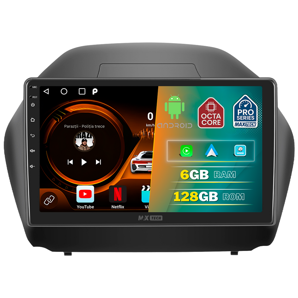 Navigatie Hyundai IX35 (2010-2015) Fara canbus, dedicata, MaxTech® PRO SERIES, 6 GB Ram 128 GB Rom, Carplay si Android auto, Ecran 10” HD Touch, GPS, Wifi, Bluetooth, Radio, USB, EQ, DSP, Waze
